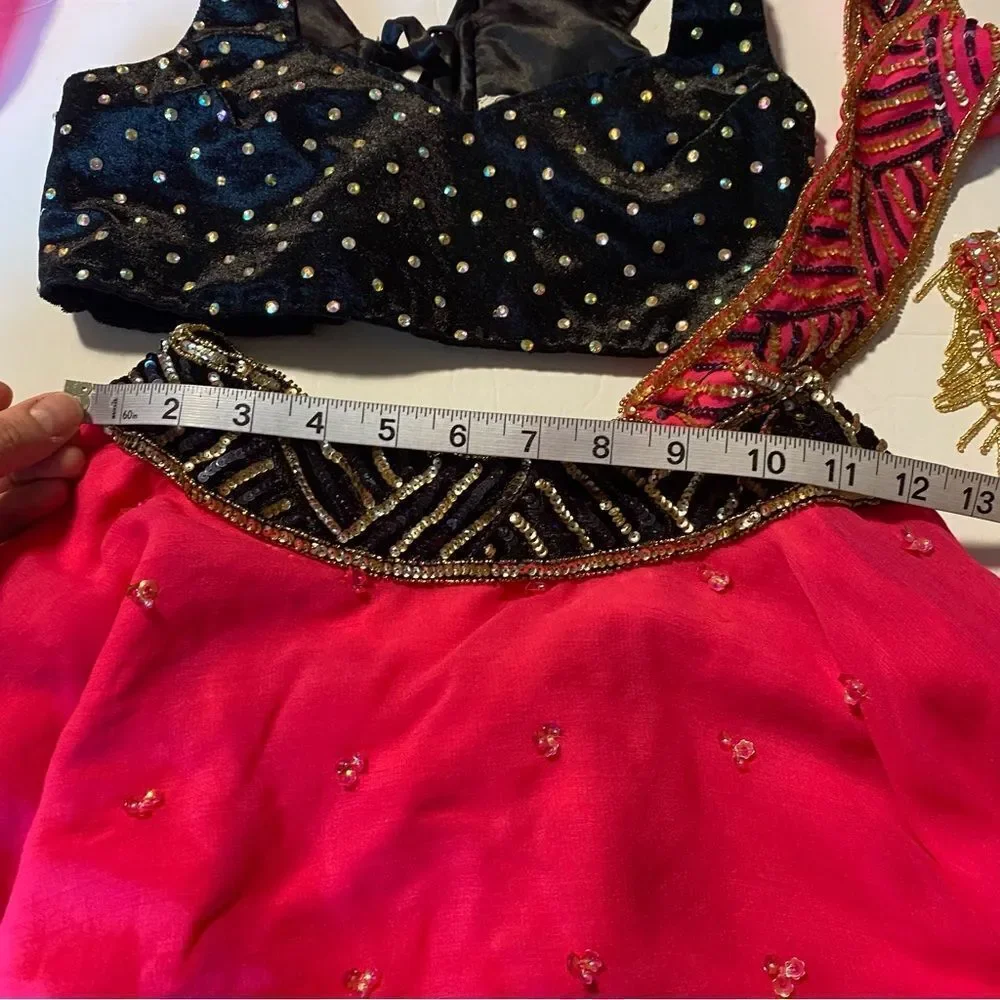 Glamour solo custom dance costume black hot pink Indian Bollywood hot pink LC